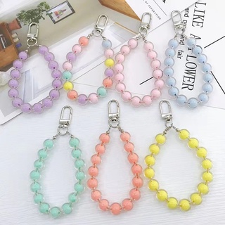 Candy Pearl Bead Lanyard Hand Bracelet With Free Clear Card For Phone Case GS