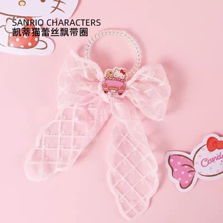 โบว์ติดผม โบว์สีชมพู Hello kitty lace streamer ring 😍 สวยมาก สไตล์ลูกคุณหนู