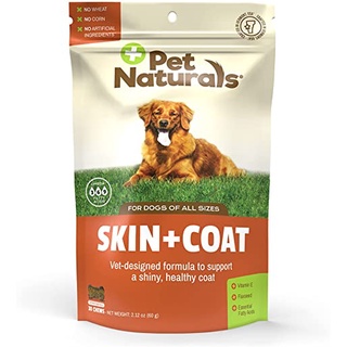 Pet Natural Skin + Coat บำรุงขนสุนัข แก้ขนร่วง มีโอเมก้าครบ 3+6+9 (30 เม็ดขนม-ซองน้ำตาล)