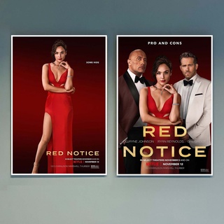 Red Notice Poster 2021 : Gal Gadot, Dwayne Johnson, Ryan Reynolds โปสเตอร์ภาพขนาด 33X48 cm