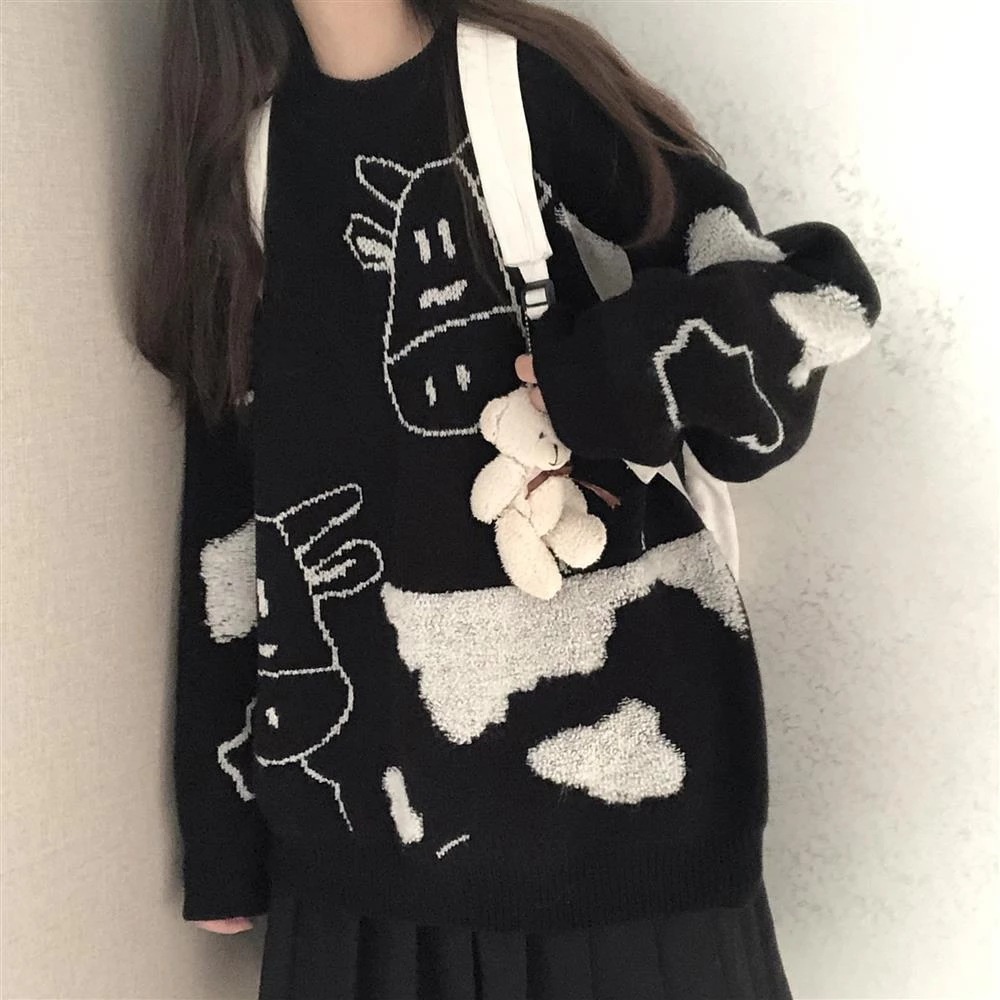 MOO COW KOREAN SWEATHER CARDIGAN SWEATHER เกาหลีผู้หญิง SWETER PREMIUM KNITTED MATERIAL