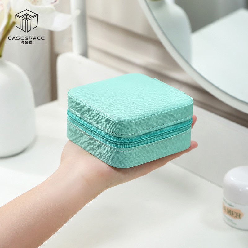 Casegrace กล่องเครื่องประดับ หนัง PU ผ้ากำมะหยี่ ขนาดเล็ก สำหรับใส่ต่างหู สร้อยคอ แบบพกพา #8