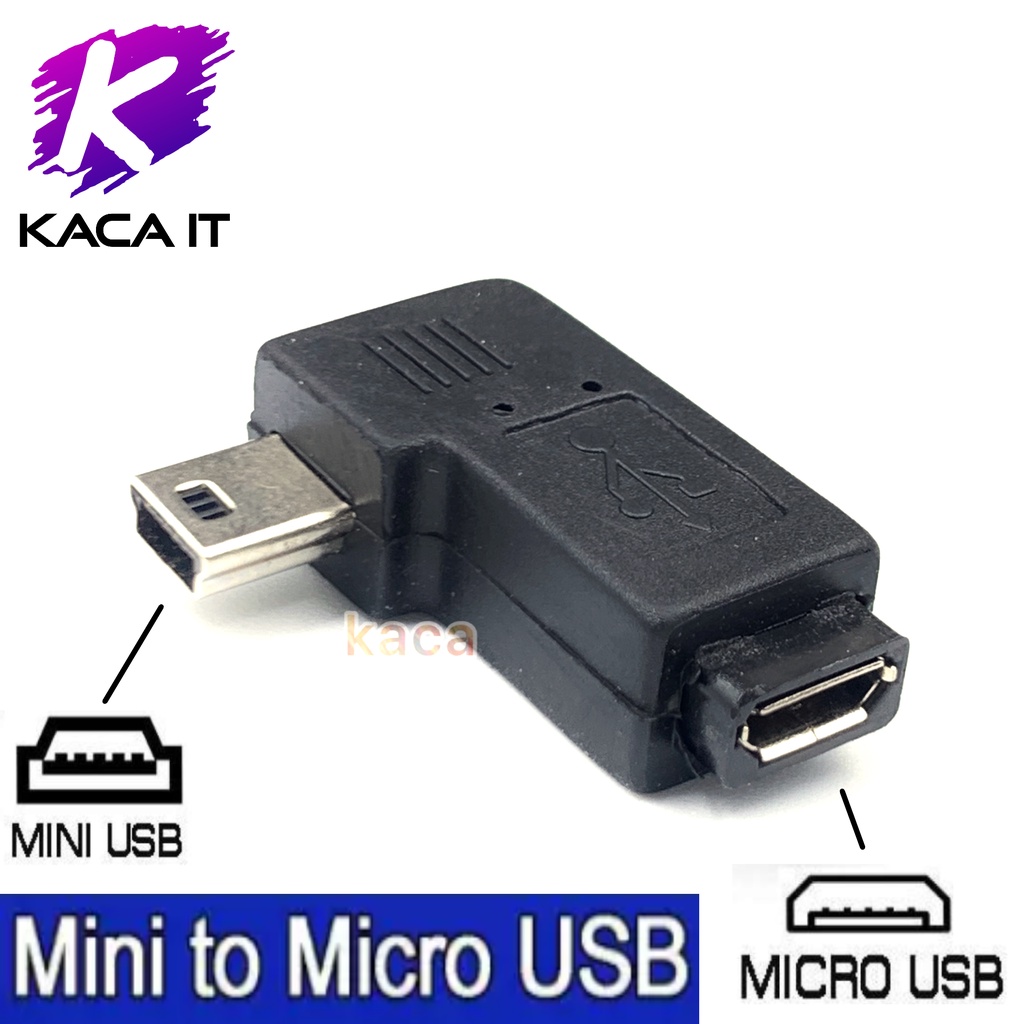 หัวแปลง อะแดปเตอร์แปลง จาก Mini USB ไปเป็น Micro USB หัวงอ