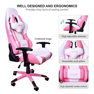 เก้าอี้เล่นเกมส์ G-599 CHAIR GAMING OKER G599 (White/Pink)