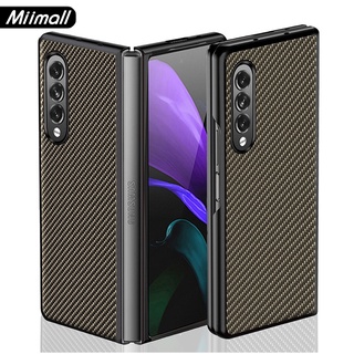 Miimall เคส Samsung Galaxy Z Fold 2/Z Fold 3/Z Flip 3 เคส PC + หนังไฟเบอร์ ฝาหลังป้องกัน สำหรับ Z Fold 2 3 Samsung Case