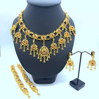 Vintage jewelry ชุดเซ็ทเครื่องประดับผู้หญิง ชุดไทย สร้อยคอ+ต่างหู+สร้อยข้อมือ สำหรับงานเทศกาล