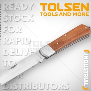 Tolsen 38040 มีดปอกสายไฟ มีดช่างไฟฟ้า มีดพับปอกสายไฟ STL 205 มม. หัวตรง # 38040 Electricians knife (INDUSTRIAL)