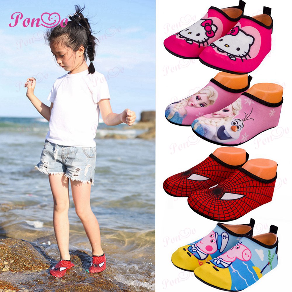 22-39Size Kids Aqua Shoes Girls Frozen Spiderman Shoes Boy Swimming Beach Shoes