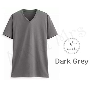 เสื้อยืดสีพื้น เสื้อคอวี เสื้อยืดคอวี T-Shirt ผ้าCotton (สีเทาเข้ม)