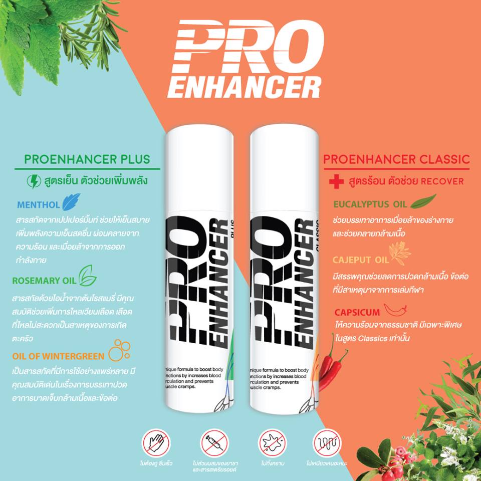 Pro Enhancer สเปรย์สูตรเย็น / สูตรร้อน บรรเทาอาการปวดเมื่อยของกล้ามเนื้อ