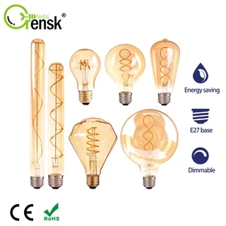 หลอดไฟ LED E27 3W 4W หรี่แสงได้ 220V สีขาวอบอุ่น สไตล์วินเทจ A19 หรี่แสงได้ สีขาวอบอุ่น สไตล์เรโทร