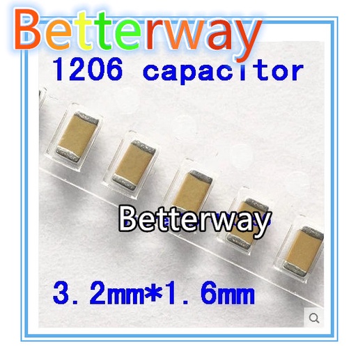100pcs 1206 SMD 25V ตัวเก็บประจุ 22P 33P 47P 100P 220P 330P 470P 1NF 2.2NF 4.7NF 10NF Betterway