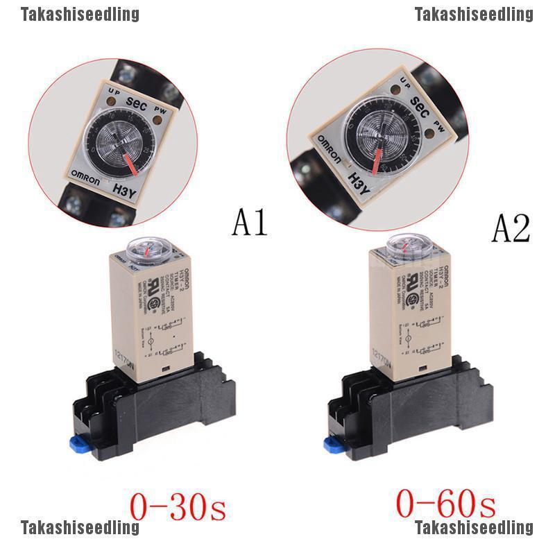 Takashi Alloyseedling 220 V H 3 Y - 2 On Time 0-30 S / 60 S Dpdt &amp; ฐานซ็อกเก็ต