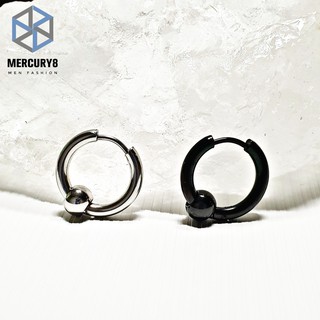 Mercury8 จิวหู จิวห่วงบอล ต่างหูห่วงพร้อมตุ้มบอล ขนาด1.5mm. สีเงินทำจากสแตนเลสแท้ ตุ้มหูสำหรับคนแพ้ง่าย