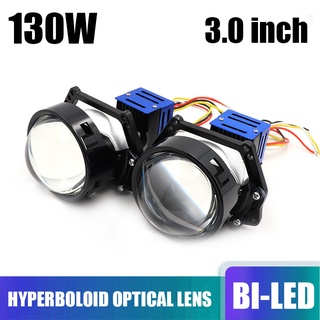 เลนส์โปรเจคเตอร์ไฮเปอร์โบลอยด์ 130W Bi-LED H1 H4 H7 สําหรับไฟหน้ารถยนต์ 2 ชิ้น