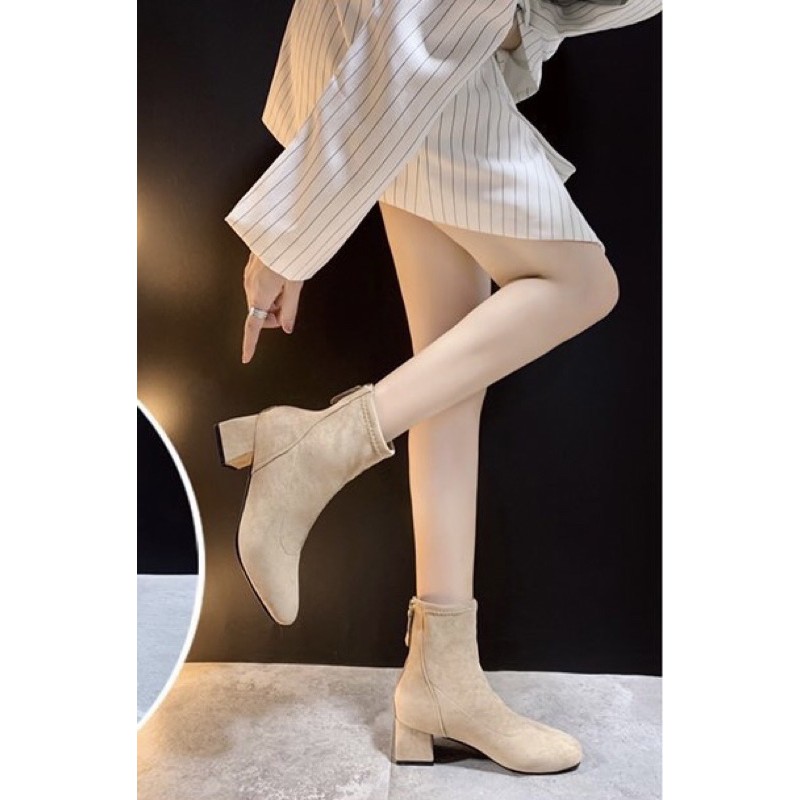 Chole G :A88 Short Suede Boots รองเท้าบูท บูทหุ้มข้อกำมะหยี่ บูทเกาหลี(SH0057)