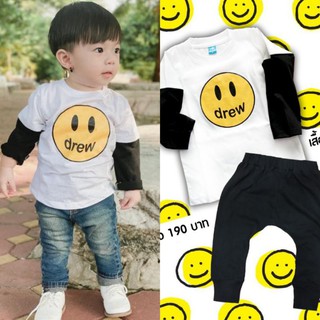 เสื้อแขนสั้นเด็กต่อแขน #drew #เสื้อเด็ก Smiley #เสื้อผ้าเด็ก