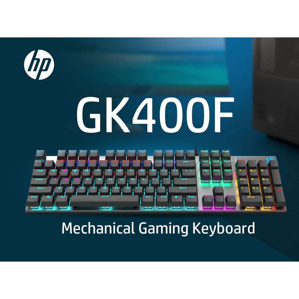 คีย์บอร์ด เกมมิ่ง เอชพี Keyboard Gaming HP GK400F Blue Switches (แป้นพิมพ์ไทย-ENG) คีย์บอร์ดสำหรับเล