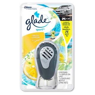 ✨นาทีทอง✨ เกลด สปอร์ต น้ำหอมปรับอากาศรถยนต์ กลิ่นเฟรชเลมอน 7มล. Glade Sport Fresh Lemon Car Air Freshener 7ml