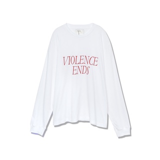 T BY GREYHOUND"VIOLENCE ENDS WHERE LOVE BEGINS" REGULAR LONG SLEEVE T-SHIRT เสื้อยืด แขนยา คอกลม ทรง Regular Longsleeve