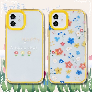 2 in 1 เคสโทรศัพท์มือถือแบบใส หนา กันกระแทก ลายดอกไม้น่ารัก สําหรับ iphone 6s 7 8 plus XR 11 12 13 pro max