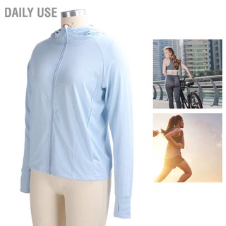 Daily Use Women Sun Protection Jacket UPF 50+ Outdoor Breathable Long Sleeve UV Hoodie (Blue)