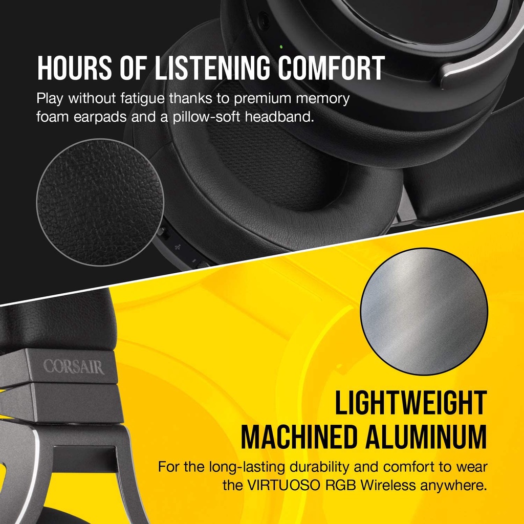 Corsair Virtuoso RGB Wireless Gaming Headset - High-Fidelity 7.1 Works with PC, PS5, PS4 หูฟัง