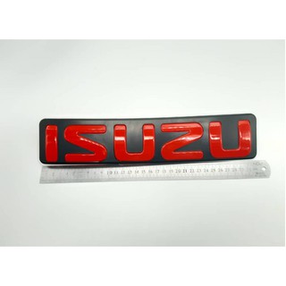 size : 30 * 7 cm โลโก้กระจัง อีซูซุ พื้นดำ ตัวอักษรแดง Isuzu d-max front gill logo 2012-2018 mu-x