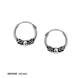 SILVER THAI        12 mm sterling silver bali hoop earringsต่างหูแบบเป็นห่วง12mm