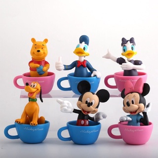 3pcs/6pcs Disney Minnie Mickey Figure Teacup Toy Christmas Figure Gift