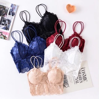 Sale‼️สายเดี่ยวลูกไม้ 2 สาย ครึ่งตัว มีฟองน้ำในตัว #ไม้2