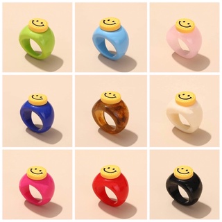 ลด 45.- ทั้งร้านใส่โค๊ด XVJRN✨ พร้อมส่ง💗smiley ring😇✨แหวนเรซิ่นหน้ายิ้มมีให้เลือก 10 สี