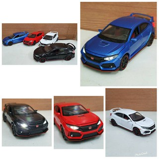 โมเดลรถยนต์ HONDA CIVIC Type R  ประตู ทำจากเหล็ก สัดส่วน 1:32 ประตูซ้ายขวา และฝากระโปรง หน้าหลัง เปิดได้เหมือนจริง มีเสี