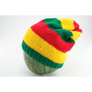 สินค้าราสต้า Beanie Long Large Stripes Red Green Yellow หมวกถักราสต้า-เรกเก้แบบยาว﻿ ผลิตจาก Cotton 100%﻿ ﻿สีสันสุดสดใส