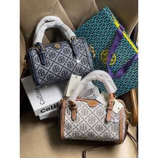 กระเป๋าถือ ทรงหมอน ขนาดเล็ก Tory burch T Monograme Jacquard Mini Barrel