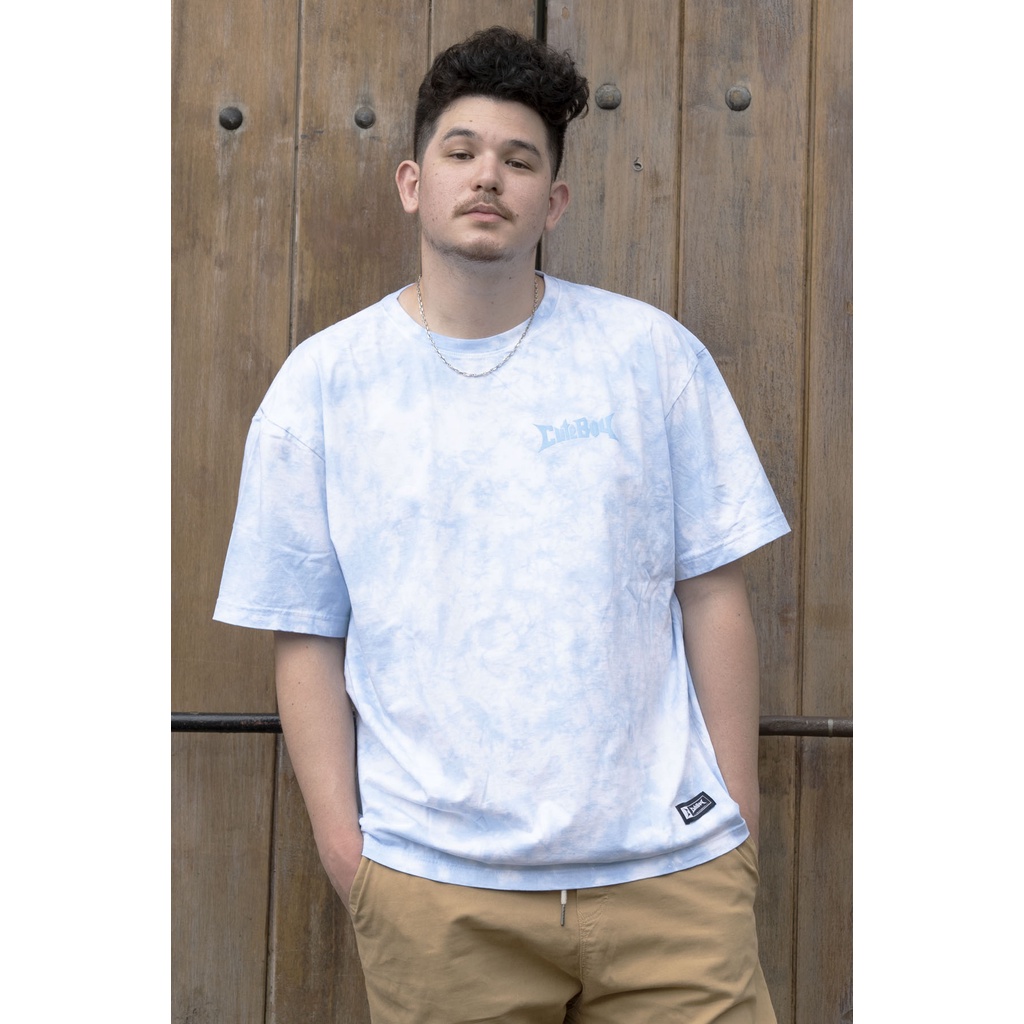 CuteBoy Shop   เสื้อยืดโอเวอร์ไซซ์ ผ้าคอตตอน 100% ลาย Tie Dye Surfer Blue Lagoon