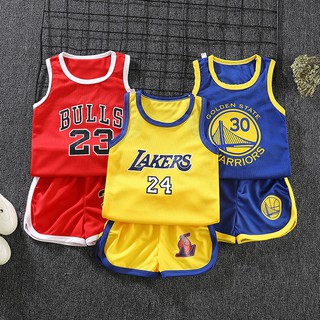 【Superseller】Children Summer Boys Summer Basketball Sleeveless Shorts Sports Two-piece Suit 3-10 Years Old