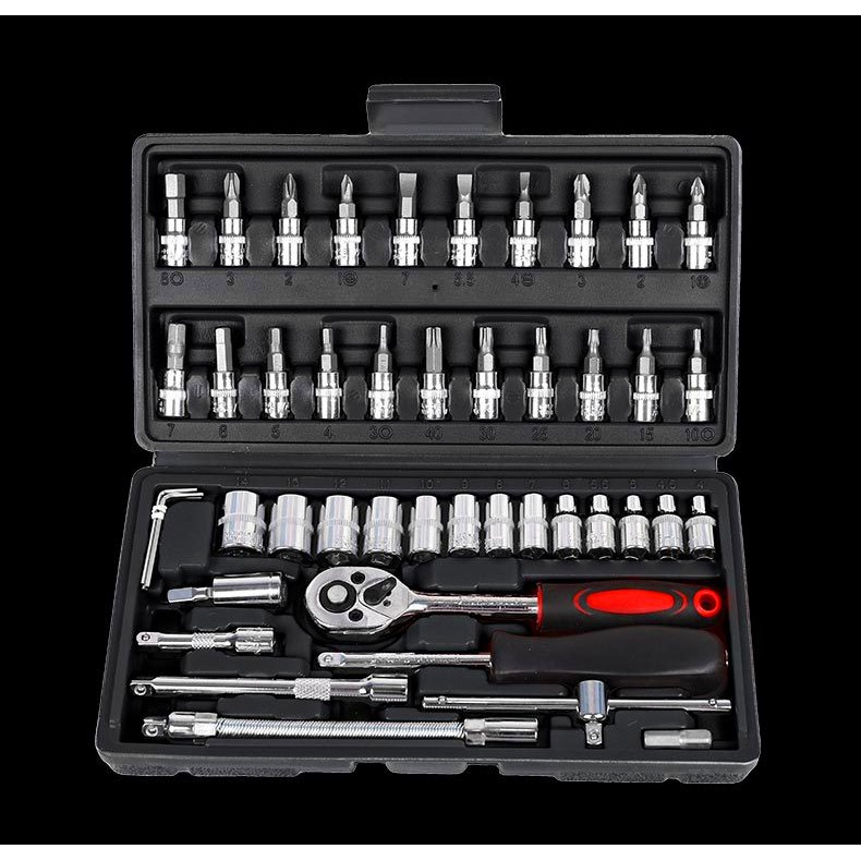 ชุดเครื่องมือประแจและบล็อก46 ชิ้น ชุดเครื่องมือประแจชุดบล็อก Pro Tools Set ชุดเครื่องมือช่างอเนกประสงค์ ชุดเครื่องมือ #4