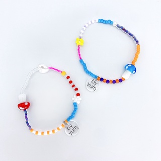 🇰🇷byyum🇰🇷Handmade products in Korea [ Mushroom pendant and colorful beads bracelet]