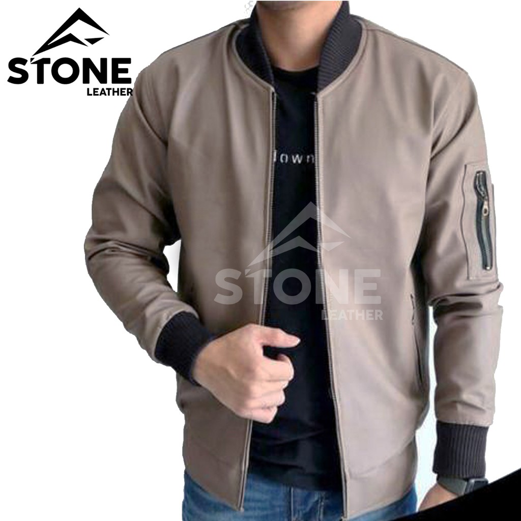 BMM001 SYNTHETIC LEATHER BOMBER JACKET