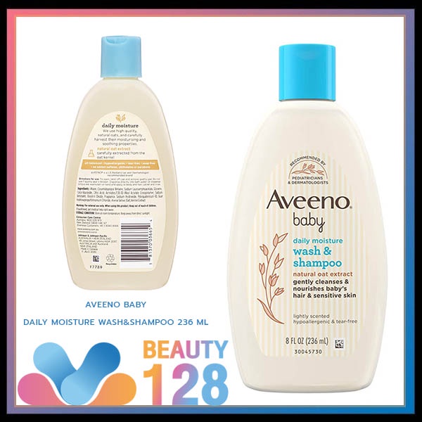 Aveeno Baby Daily Moisture Wash &amp; Shampoo 236 ml 8 Fl OZ - อาวีโน่ เบบี้ เดลี่ มอยส์เจอร์ วอช แอนด์ แชมพู