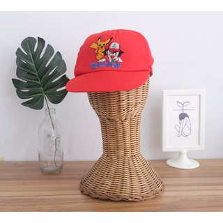 หมวกเด็ก Vintage Bootleg Pokemon Kid Cap สีแดง มือสอง