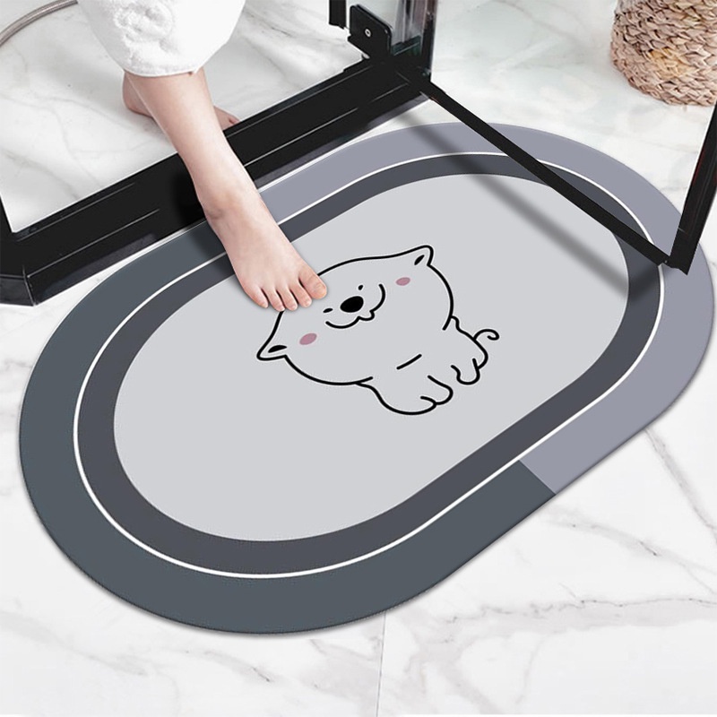 พรมเช็ดเท้า พรมซิลิโคนไดอะตอมไมต์ Bathroom Carpet ขนาด40*60cm ดูดซับน้ำดีเยี่ยม Nana natural