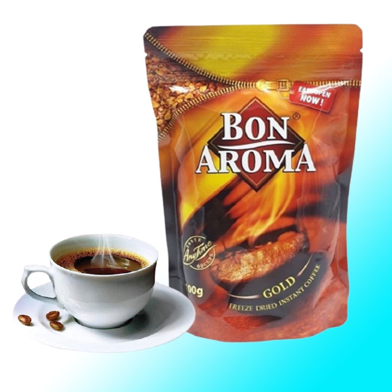 กาแฟ บอน อโรมา โกลด์ Bon Aroma Gold กาแฟบอนอโรม่า กาแฟสำเร็จรูป ชนิดฟรีซดราย แบบถุงเติม ซิปล็อค 100g.(1ถุง)