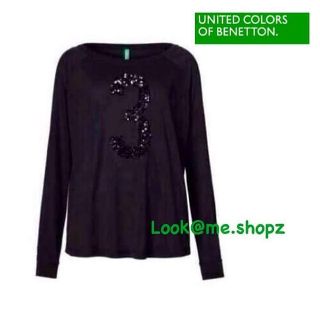 Benetton : Black Sequin 3 Top