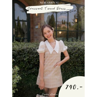 #JBS282 Croissant Tweed dress with Bow