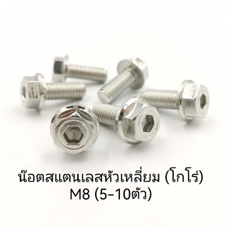 น๊อตสแตนเลสหัวเหลี่ยม M8 (5-10ชิ้น)