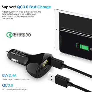 ไฟLed 3 Usb Type - C Qc 3 . 0 อะแดปเตอร์แปลงสายเคเบิ้ล