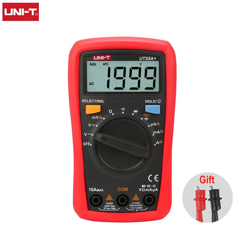 UNI-T UT33C+ เครื่องวัดความต้านทานมัลติมิเตอร์ ขนาดฝ่ามือ มีไฟแบ็คไลท์ หน้าจอ LCD AC DC 2mF UT33A+ U