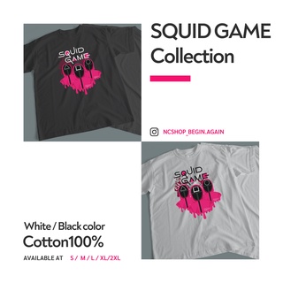🔥พร้อมส่ง🔥เสื้อยืดSquid Gameเสื้อยืดขาว-ดำผ้าcotton100%